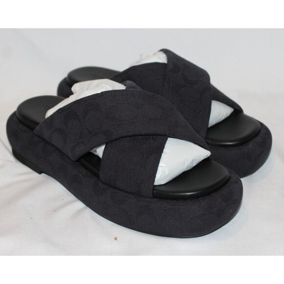 Coach Women's Penelope Signature C Platform Sandals Black Sz NIB $195 - Picture 4 of 8